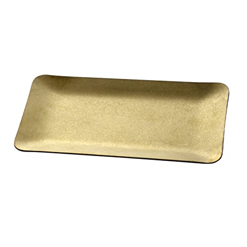 LABRIMP Metal Vintage Japanese Style Towel Plate and Jewelry Storage Tray Small Dessert Severing Plate Gold for Hotel and Home Vanity Countertop
