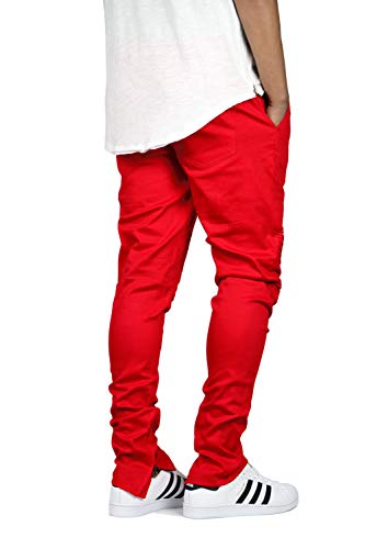 URBANJ Men's Stretch Tapered Skinny Fit Ankle Zip Biker Jogger Pants2