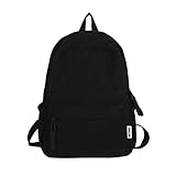 Linda mochila de veludo cotelê de ombro duplo para mulheres, bolsa leve para laptop, ótima para uso diário e viagens, Preto, Medium, Linda mochila feminina de ombro duplo