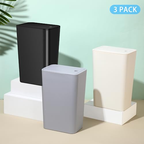 Shpmxupw N-TRASH CANS-PINK 3 Pack Bathroom Small Trash Can With Lid,10L / 2.6 Gallon Slim Garbage Bin Wastebasket thumb #1