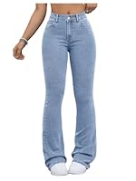 GORGLITTER Flared Jeans for Women UK High Waisted Stretchy Bootcut Skinny Casual Denim Trousers Light Wash Medium
