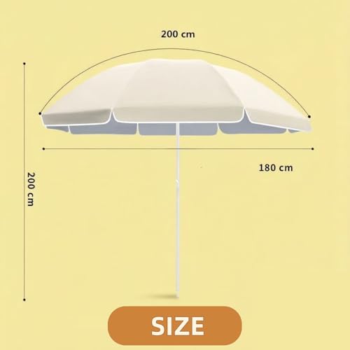 مظلة خارجية 2 متر من روني | حماية من الاشعة فوق البنفسجية ومقاومة للماء | مظلة شمسية للشاطئ والفناء والحديقة | مظلة شمسية بدون حامل | بيج