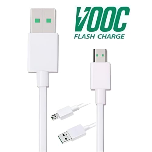 Image of 20W Micro USB Vooc Android Pin Fast Charging Data Cable for Oppo F11 /F11 Pro /F9 /F9 pro Support Realme Vooc 3 Pro /3 /3i /2 Pro /2 /Narzo 10 /10A /C1 /C2 /C3 Fast Sync Smartphone Cellular Mobile Cabel, White
