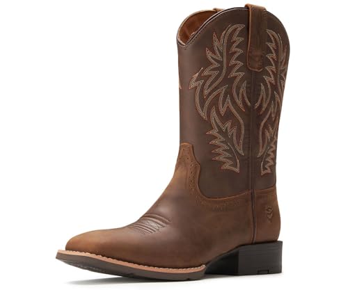 SUREWAY Cowboy Boots For Men - Mens Square Toe Western Boot,Oil/Slip Resistant,Durable Fashionable Classic Pull on 10 Inch Boots Mid Calf Wellington Boots