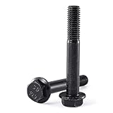 Joamang M12 x 120mm 3Pcs Flanged Hex Head Bolts, M12 x 1.75 Bolts, Flange Hexagon Head Screws, 10.9 Grade Alloy Steel, Black Oxide Finish, Metric Machine Threaded, Half Thread