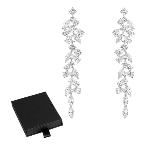 Elegant Silver Diamond Tassel Earrings for Women Cover