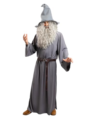 Funidelia Disfraz Oficial de Gandalf con peluca - El Señor de los Anillos para hombre, Incluye túnica, cinturón, sombrero y peluca - Traje para adultos para fiestas, Carnaval y Halloween, Talla L