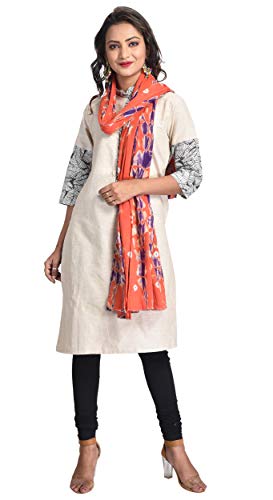 Image of Women's Pure Cotton Multi-Colored Traditional Authentic Tie Dye with Bandhej Bandhani Dupatta Chunni