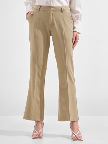 Image of Tokyo Talkies Women's Stretchable Bootcut Pants | High Rise Flared Trousers |Travel & Formal Wear|Workwear Trousers