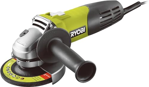 Ryobi RAG600-115G, Smerigliatrice Angolare 600W, Diametro 115 mm, 2 Posizioni di Impugnatura, 13.000 giri/min, Blocco dell'Albero, Sistema di Protezione LLO