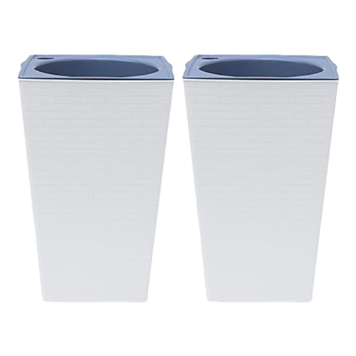 Maceteros altos para exterior, jardineras altas, macetas cuadradas altas para plantas con mango - Macetas multifuncionales con riego automático, juego de 2 macetas para orquídeas, orquídeas, cola de
