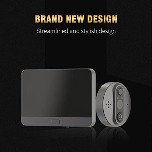AIXXCUVQ Campainha LCD eletrônica 4,3 polegadas 1080P Visor digital Câmera de vídeo Sino inteligente