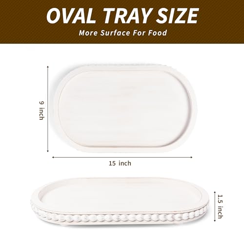 HPC Decor White Decorative Serving Tray Wood