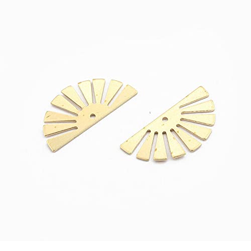 Acxico 25Pcs Raw Brass Half Sun Sunny Charms Pendants For Jewellery Making 12 * 24Mm #TOP4