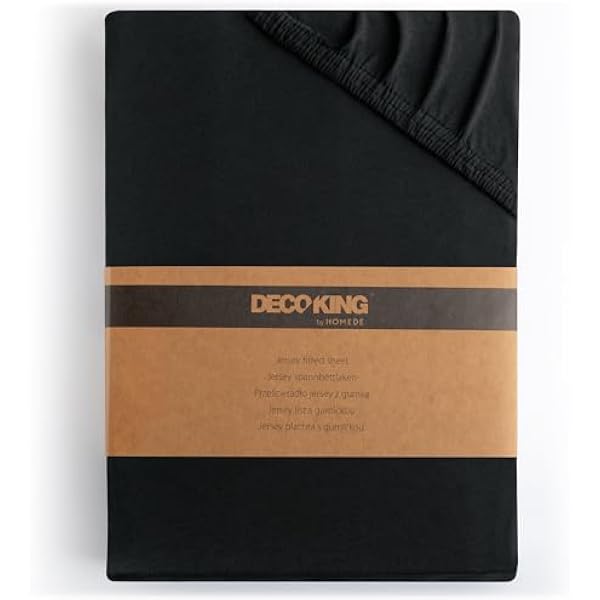 DecoKing Prześcieradło z gumką 100x200-120x200 cm 100% Bawełna Czesana Jersey miękki w dotyku 100x200cm - 120x200cm Czarne Amber