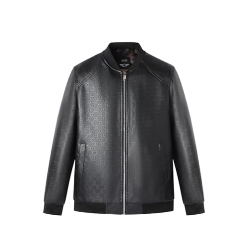 Veste en cuir pour hommes GUOYUXIAO à col montant style casual