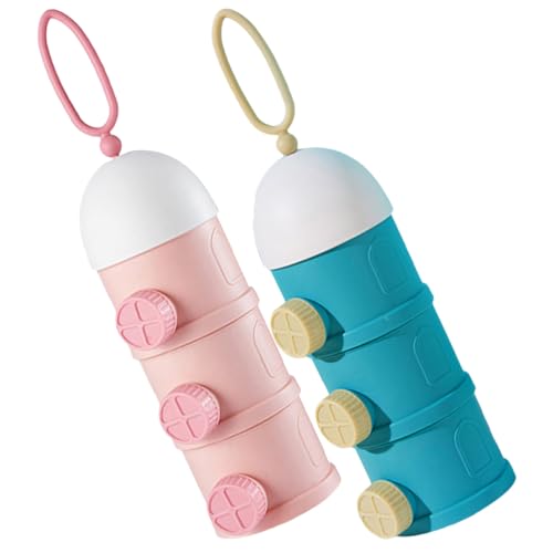 Vaguelly 2 個 3 3コンパートメント収納ボックス 粉ミルクホルダー 乳児用粉ミルクディスペンサー 粉ミルクの容器 旅行用フォーミュラコンテナ 携帯用粉ミルクディスペンサー pp