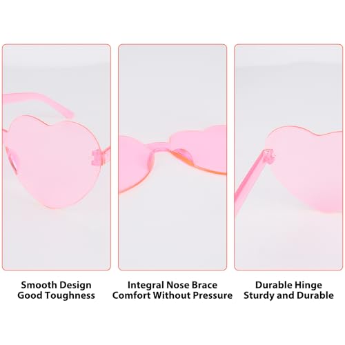 12 Pairs Heart Sunglasses for Women Girl Heart Sunglasses Rimless Fun Trendy Heart Sunglasses Party Favor3