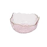 loyfreeyo サラダボウル お椀 皿 サラダ ガラスボウル 耐熱ボウル クリスタルボウル キッチン フルーツボウル デザートボウル ガラス食器 家庭用ボウル フルーツ 野菜 フード スナック お菓子 食器収納 (ピンク,1050ml)