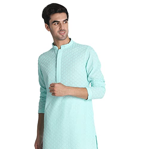 Image of Manyavar Men's Chikankari Kurta Set (2pcs)