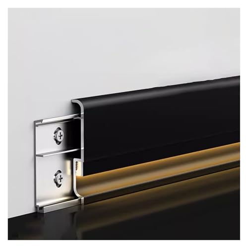 HAIXHX Moldura Iluminacion 10 zócalos de aluminio de diseño minimalista, perfil de zócalo LED de 6 cm de altura para dormitorio, cocina y lavadero: moldura(Black)