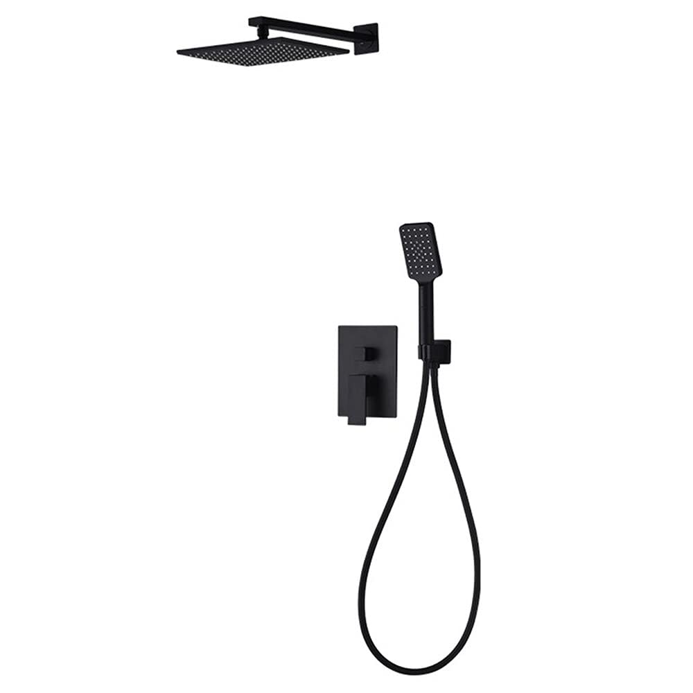 Ensemble de douche noir injection d'air économie d'eau et pommeau carrée 20 cm haute pression