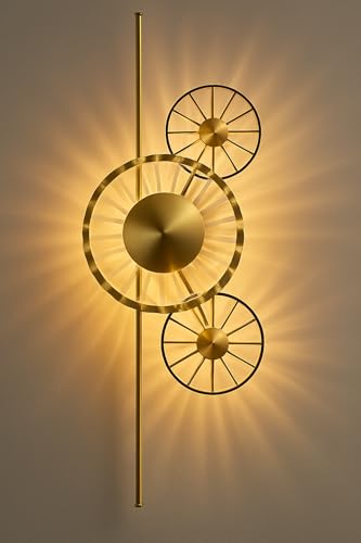 Image of blissbells Modern Luxury Gold Crystal Wall Light - Artistic LED Sconce for Bedroom, Living Room & Hallway (Crystal Disc Sconce)
