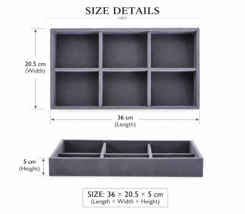Image of 6 Slot Belt Organizer Tray for Men, Grey | Stackable tray keeps formal, casual and leather belts arranged neatly in wardrobe, closet, drawer, dresser or dressing table