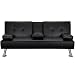 Yaheetech Sofá Cama de 2 Plazas Cama Plegable Tapizada de Piel sintética Sofá con Soporte de Botella Cama 167 X94 cm MAX Capacidad 350 KG