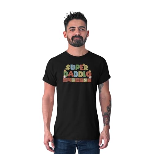 REPUBLIC OF CALIFORNIA Men's Super Daddio imprimé T-Shirt Father's Day Gift - Men's Christmas Dad of Love Grandpa Stepfather Husband Birthday Gift,Noir_Small