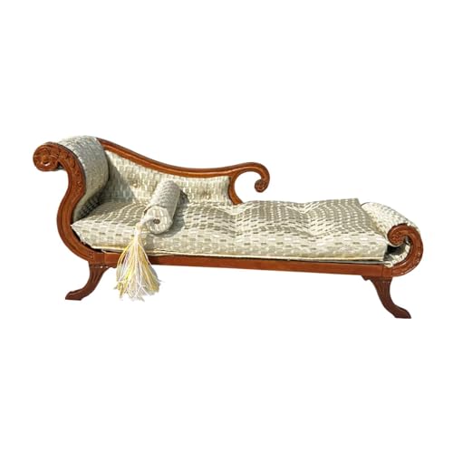Sofá en miniatura 1/12 para casa de muñecas en madera y tela 1