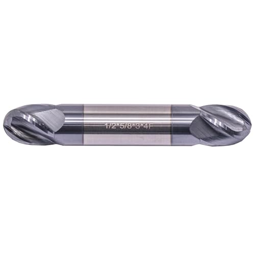 Image of BestParts 1 /2 inch Solid Carbide Ball Nose End Mill - Double End - AlTiN Coated, 4 Flute, 30 Degree Helix, 1 /2 inch Cutting Diameter, 1 /2 inch Shank Diameter, 5 /8 inch Length of Cut, 3 inch Overall Length