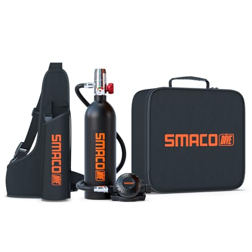 SMACO Equipo de Oxígeno para Bucear Bombona Oxigeno Portatil Mini Botella de Buceo de 1 litro con Capacidad de 15-20 Minutos Buceo De Oxígeno del Mini Tanque(Entrega en 10 días)