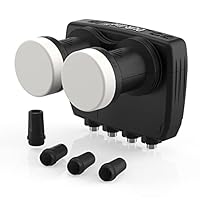 DUR-line 6° Monoblock Quad LNB - Astra 19,2°E + Hotbird 13°E - 4 Teilnehmer & 2 Satelliten (MB6-QS) - Doppel-LNC mit integriertem DiSEqC - Full HD, 4K, 8K, 3D - Wetterfest + Mobilfunk-Abschirmung