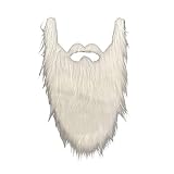 TOWARDSNAN Barba falsa, disfraz de anciano, bigote, Halloween, divertido, barba facial, accesorios para el cabello para fiesta de cosplay, bigotes falsos divertidos, blanco, Talla única
