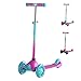 FAYDUDU Monopattino Bambino Monopattino 3 Ruote con Ruote Illuminate a LED Monopattini per Bambini da 2 - 5 Anni, Regolabile Altezza (Rosa)