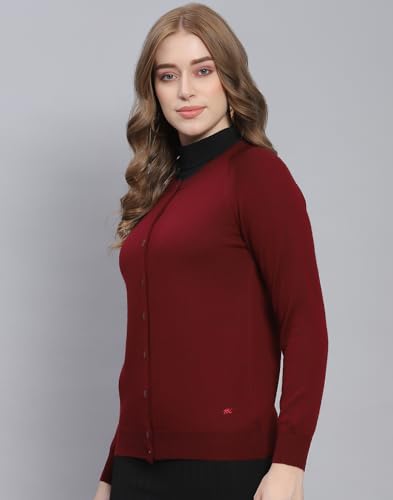 Image of Monte Carlo Women Regular Fit Full Sleeve Solid Round Neck Winter Cardigan (Pack of 1)