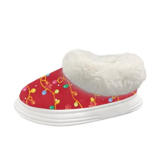 Christmas Theme Warm Comfy Memory Foam Slippers for Women Flannel Platform Slippers for Indoor Outdoor 5