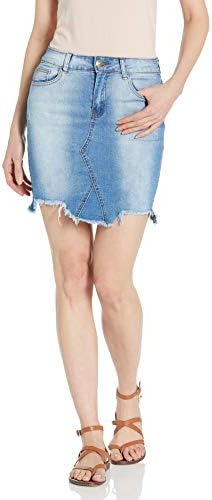 CG JEANS Women's Denim Skirt for Juniors Ripped Distressed Fringe Hem Cute and Sexy