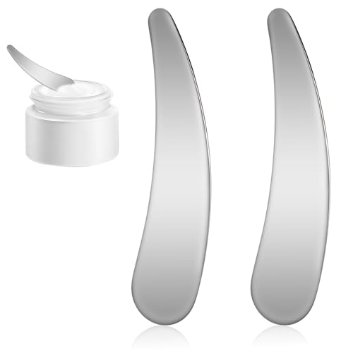Lot de 2 spatules de maquillage pour le visage - Mini spatule pour le visage - Spatule de beauté - Pour mélanger les cosmétiques de maquillage - Silver...