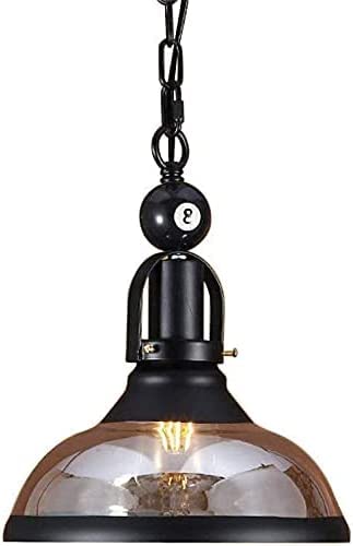 Mesa de billar Lámpara colgante Luces de billar Iluminación colgante de vidrio negro Lámpara colgante industrial vintage negra Lámpara decorativa Lámpara de araña para piscina Mesa de billar Mesa de