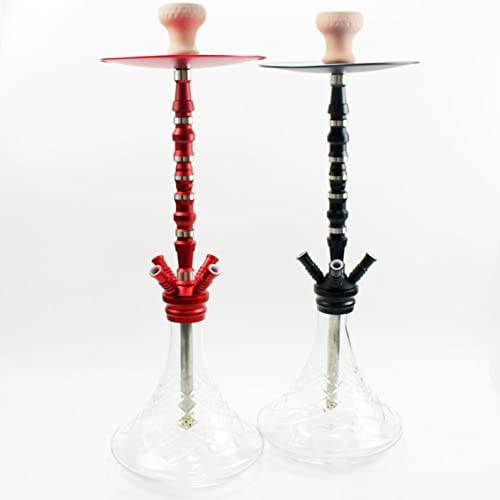 Wasserpfeife aus Aluminiumlegierung mit 4 Schläuchen, tragbares modernes Metall-Wasserpfeifenset mit LED-Licht, zum… – Bild 4