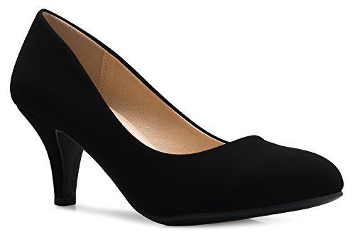 Olivia K Women's Classic Round Toe Kitten Pumps 7 Charcoal