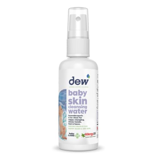 Dew Baby Skin Cleansing Water 65ML | Hypoallergenic Anti-Bac No-Rinse Formula with HOCl – Free From Alcohol, Parabens, Scents & Dyes