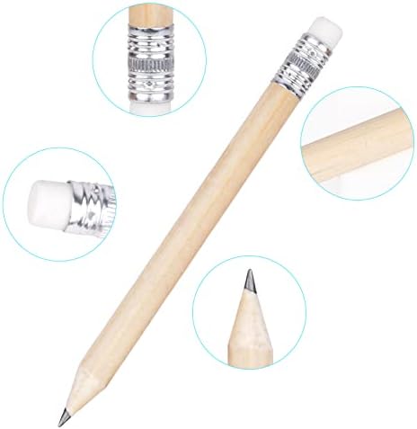 WangCang 10cm golf pencils with rubbers Sharpener Pocket Pencils, Half Short Mini Eraser for Golf, Classroom (Wood color), 11 Piece Set
