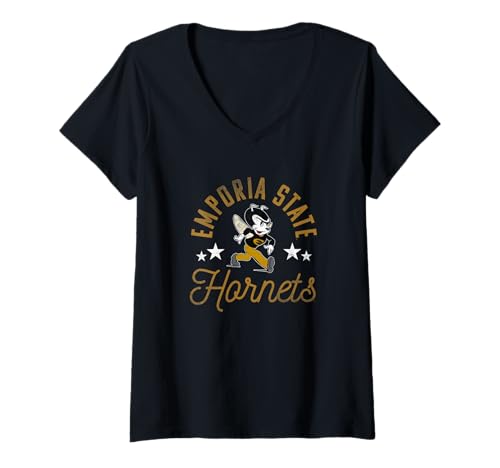 Womens Emporia State University ESU Hornets Logo V-Neck T-Shirt
