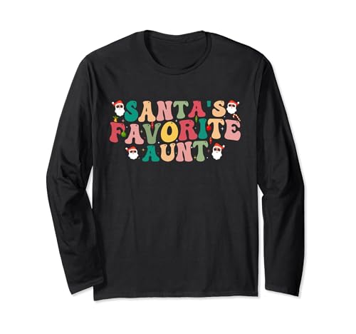 Retro Groovy Style Aunt Family Matching Christmas Long Sleeve T-Shirt