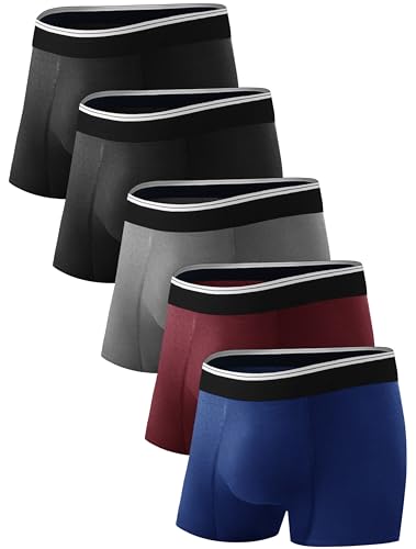 Incontinence Underwear for Men Washable Leakproof Boxer Briefs for Bowel Leakage Cotton Absorbent Underwear 5 Pack