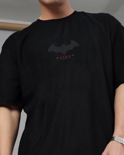 Image of Men's Oversized Batman T-Shirt - Cotton Half Sleeve Graphic Tee | Superhero Printed Casual T-Shirt for Men