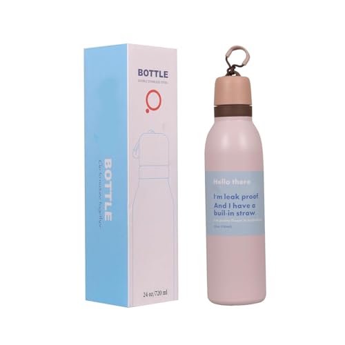 Image of Stainless Steel Water Bottle with Flip Lid and Carry Loop 32 oz Baby Pink 720 ml